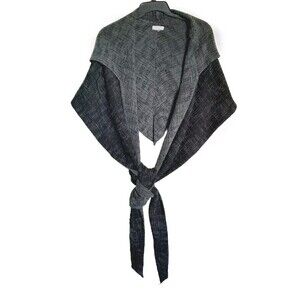 BH Bill Hallman Hood Hooded Wrap Cape Shrug Black/Gray Versatile Multi Looks EUC